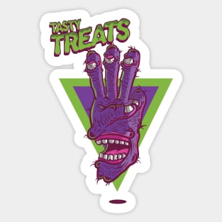 THREE FINGER MONSTER TASTY TREATS DESIGN T-shirt STICKERS CASES MUGS WALL ART NOTEBOOKS PILLOWS TOTES TAPESTRIES PINS MAGNETS MASKS Sticker